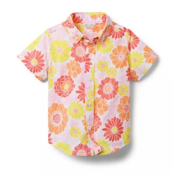 Brand New Janie & Jack Boys Button Down Floral Hawaiian Shirt, Size 6, NWT - Picture 1 of 3